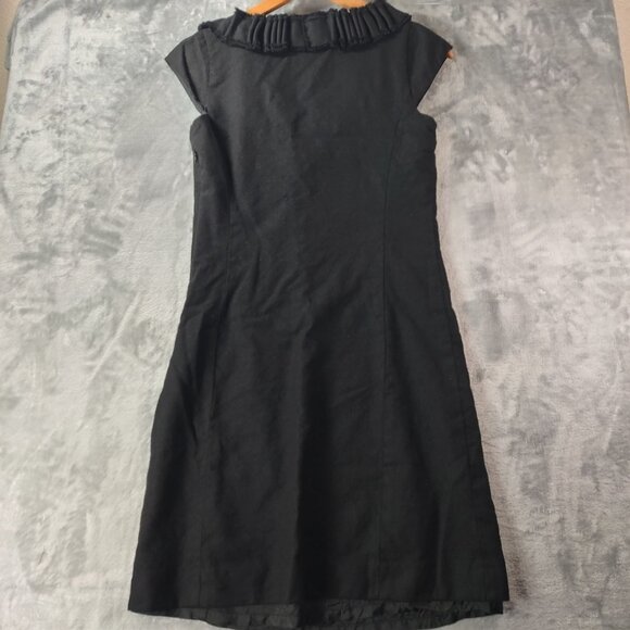 J Crew Womens Black 100% Wool Ruffle Neck Dress 0 Career Lined Classic Office - Picture 4 of 11